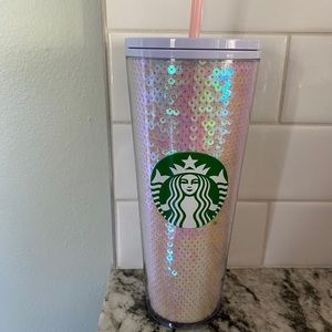 Starbucks Holiday pink iridescent sequin tumbler